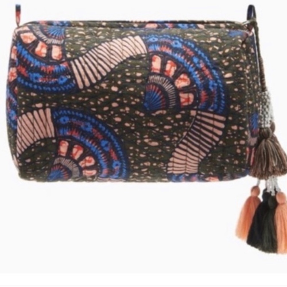 ULLA Johnson Priya make up bag NWT green multi giftable